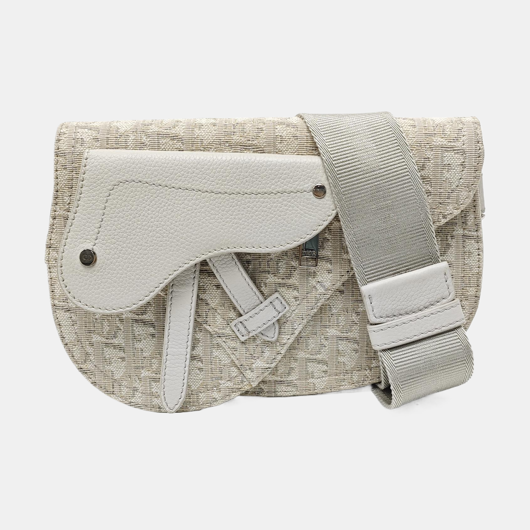 Saddle Medium Oblique Canvas Beige