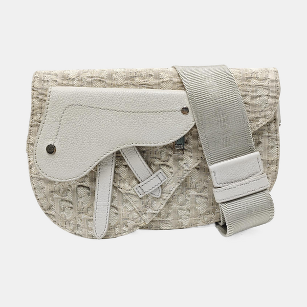 Saddle Medium Oblique Canvas Beige