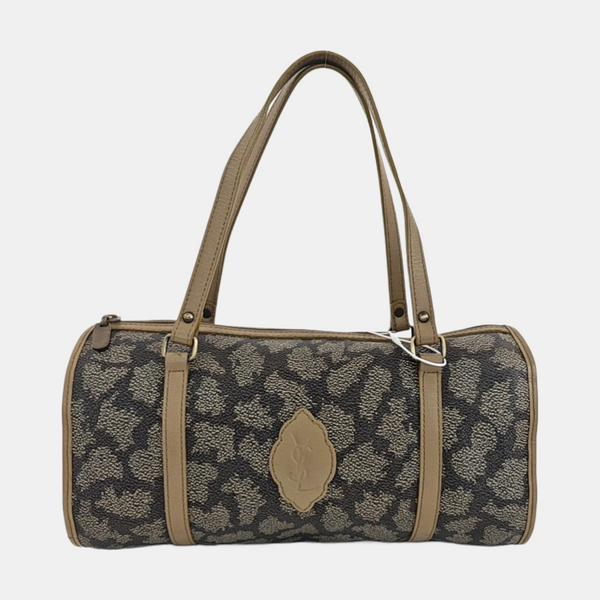 Coated Canvas Top Handle Bag Gray