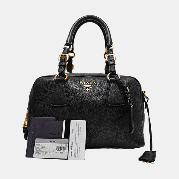 Calfskin Top Handle Bag Black