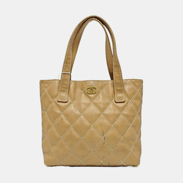 SURPIQUE Quilted Calfskin Beige