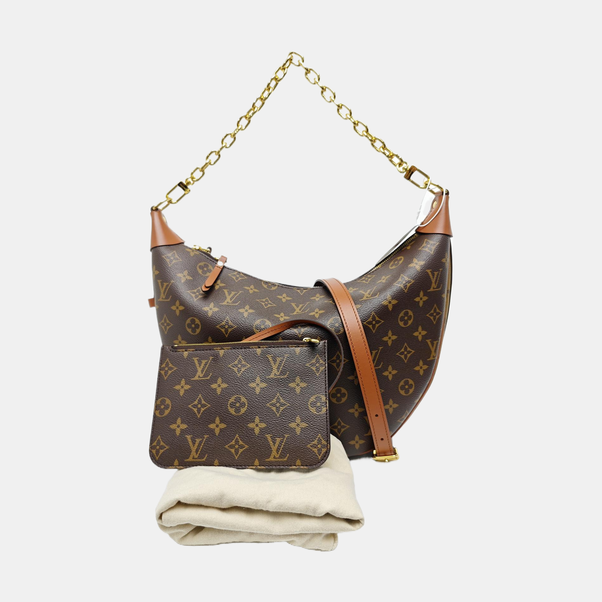 LOOP HOBO Monogram Coated Canvas Brown