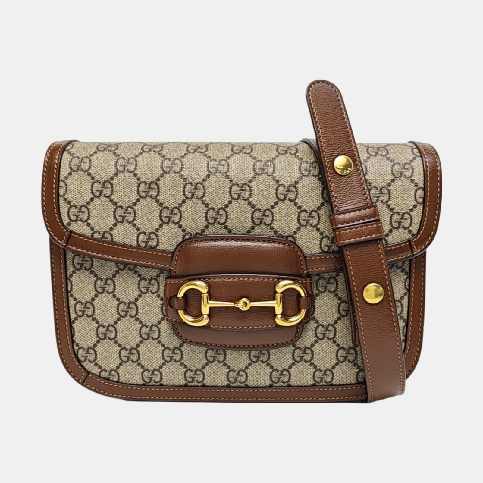 Horsebit 1955 Medium Monogram Coated Canvas Beige