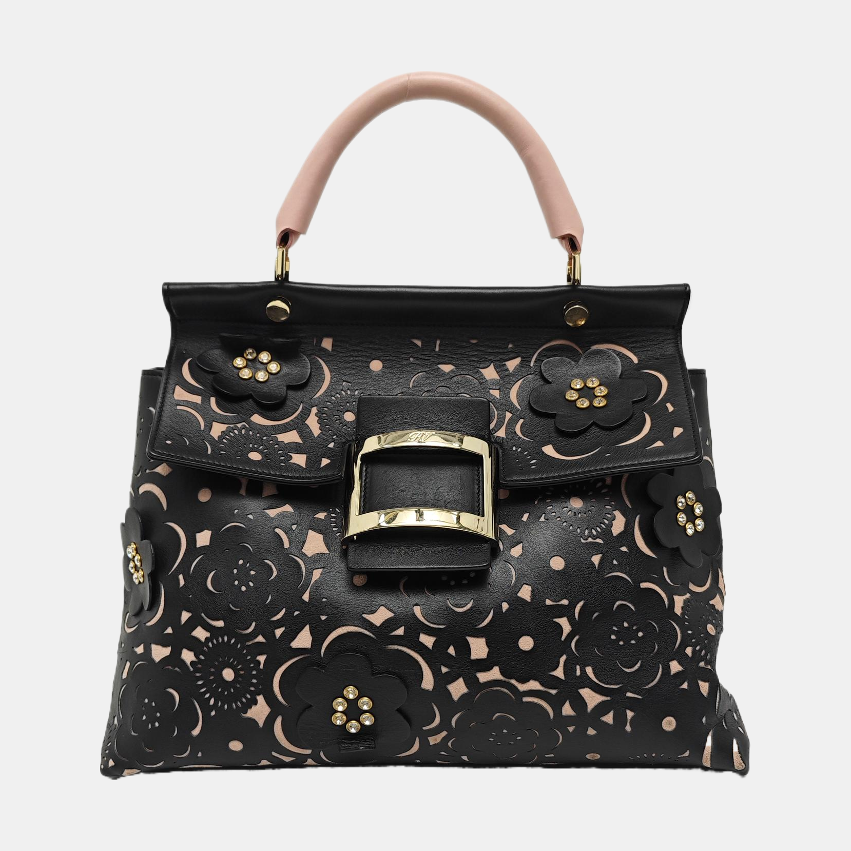 Leather Top Handle Bag Black