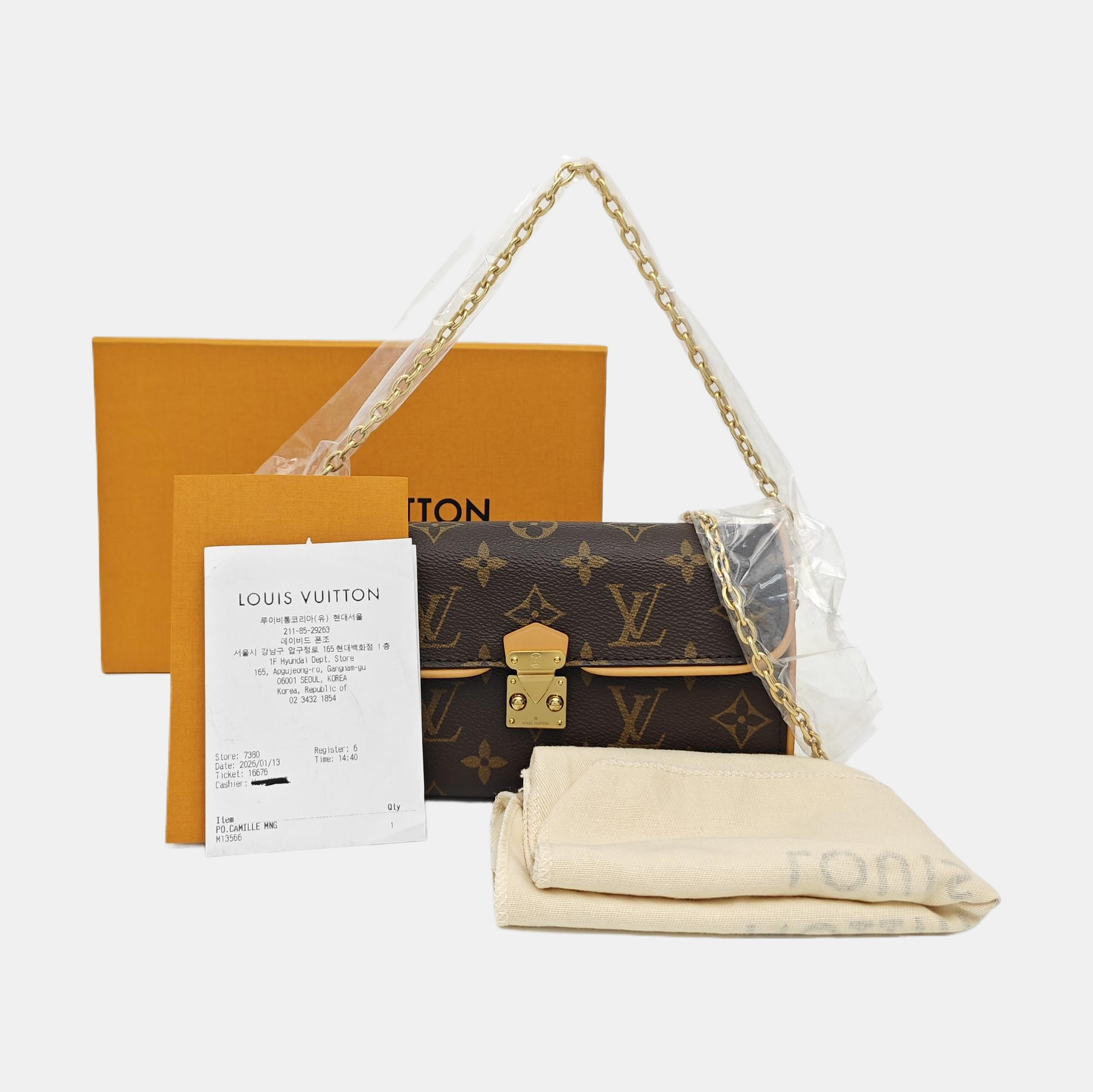 Pochette Camille Monogram Coated Canvas Brown