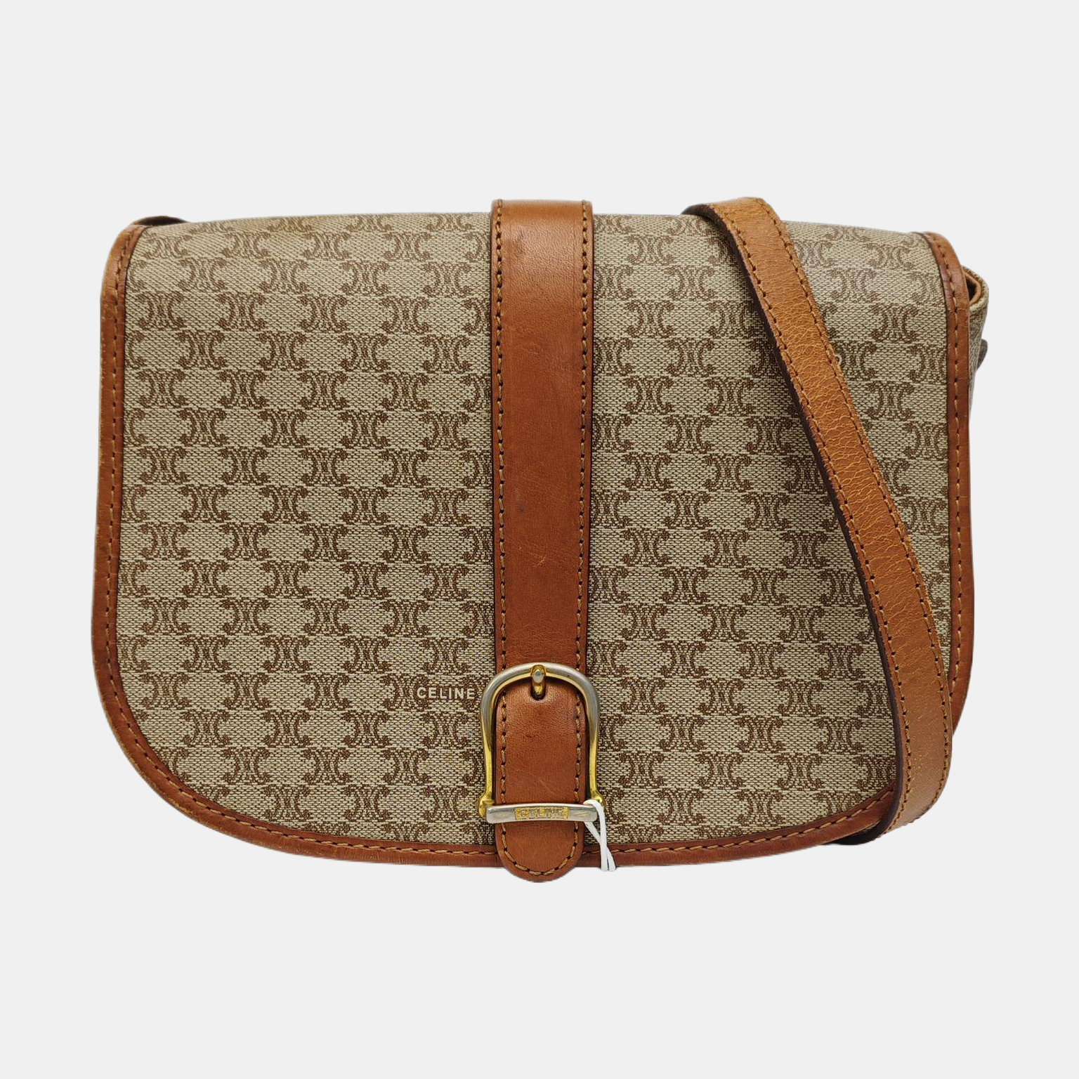 Coated Canvas Crossbody Bag Beige