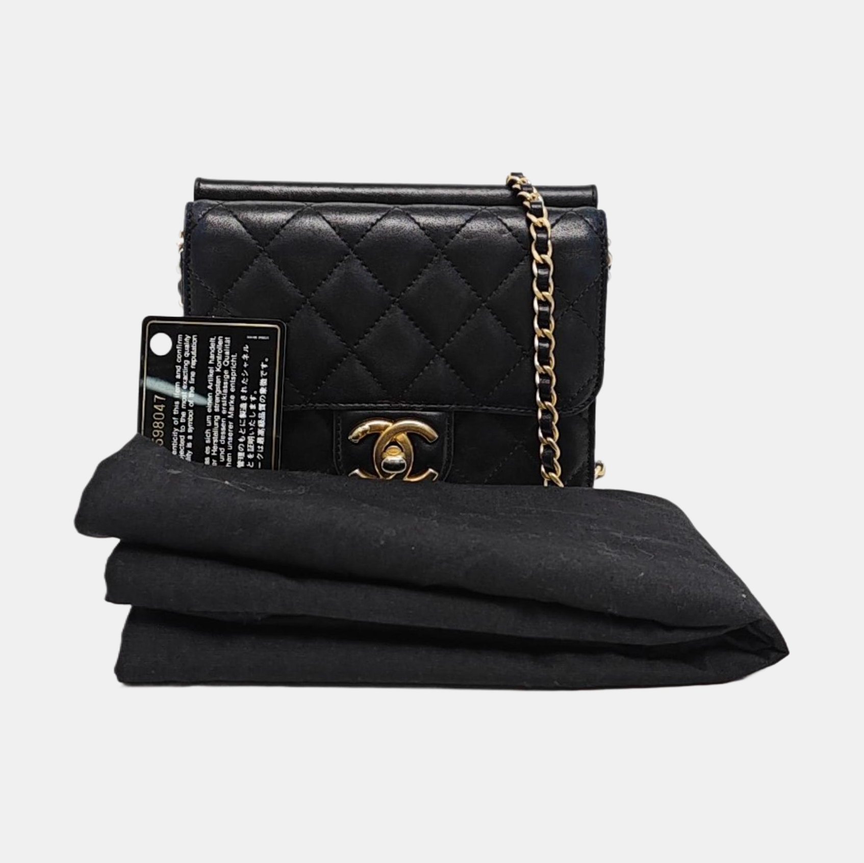 Lambskin Crossbody Bag Black