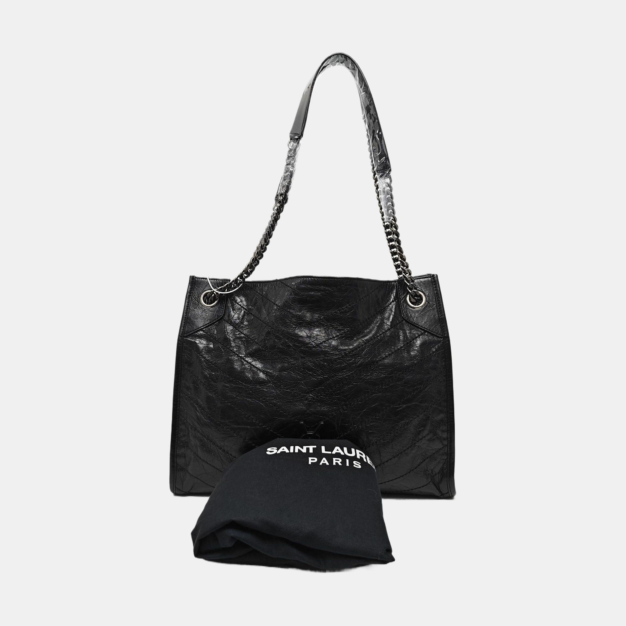 NIKI Medium Chevron Calfskin Black