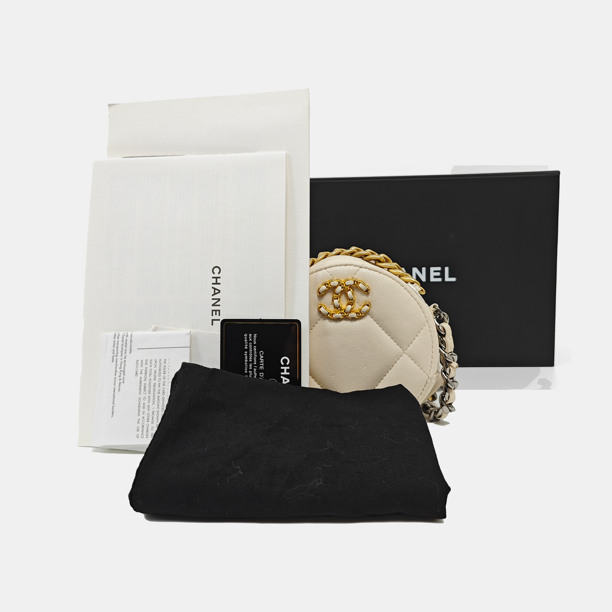CHANEL 19 Small Quilted Lambskin White