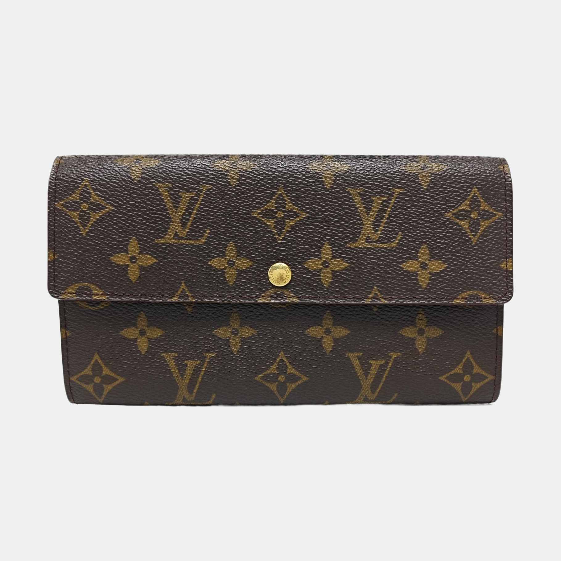 PORTE MONNAIE Monogram Coated Canvas Brown Wallet