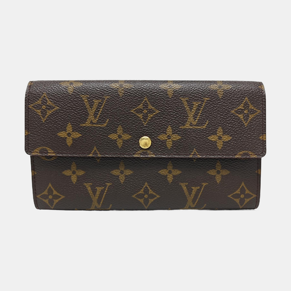 PORTE MONNAIE Monogram Coated Canvas Brown Wallet