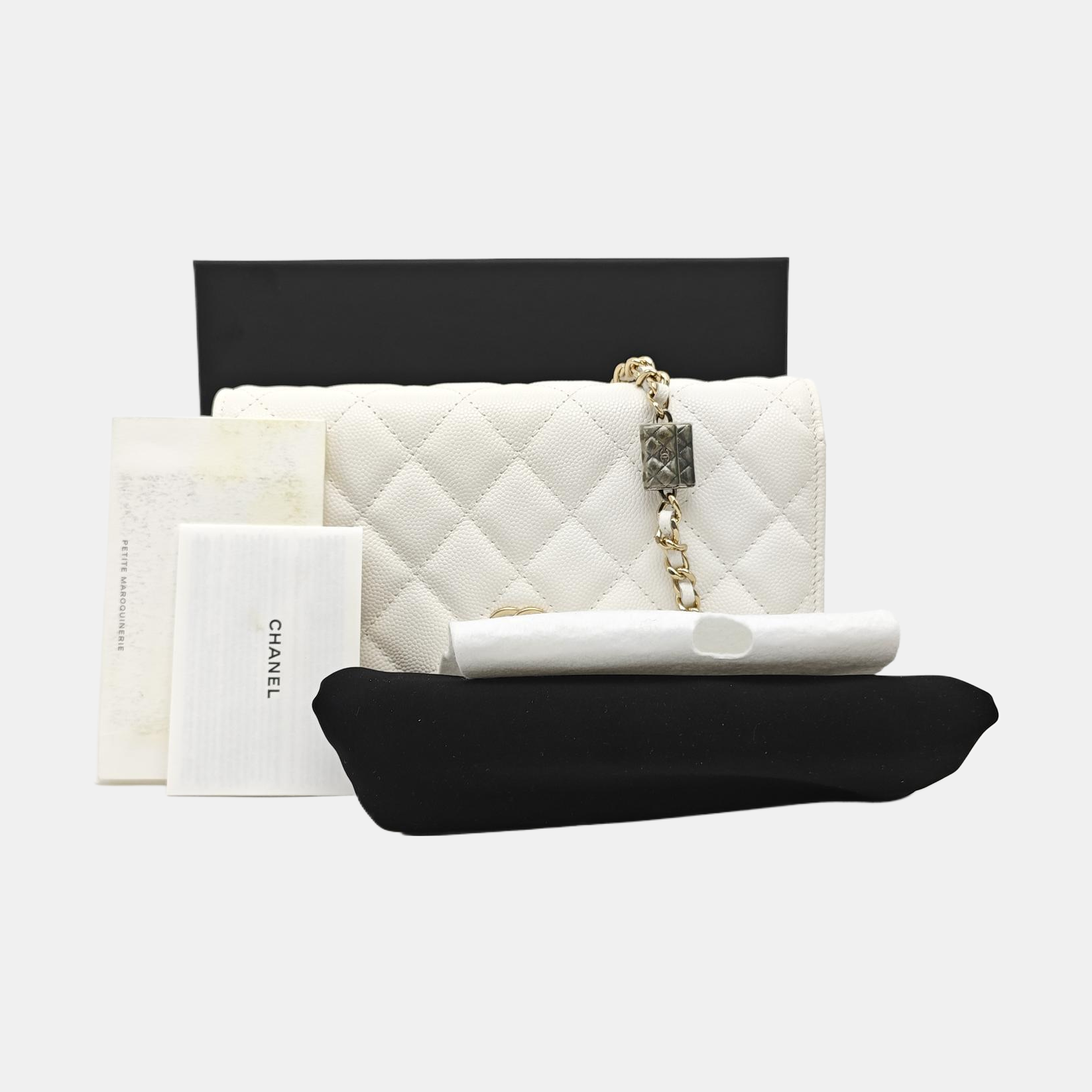 WOC Quilted Grained Calfskin White