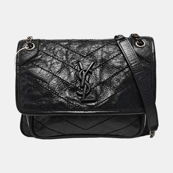 NIKI Small Chevron Calfskin Black