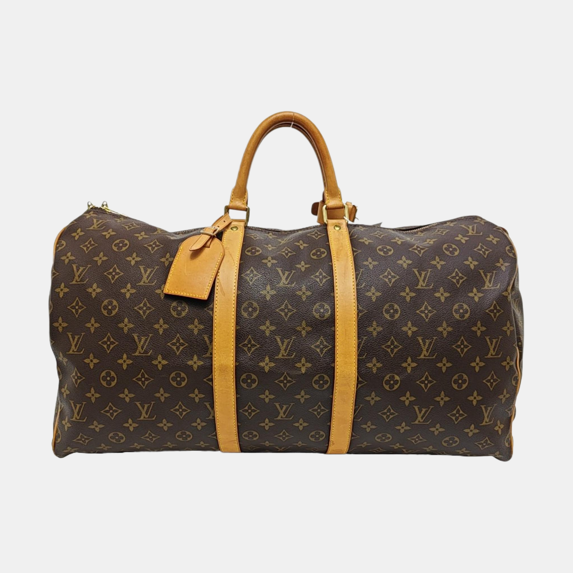 KEEPALL 55 Monogram Coated Canvas Brown