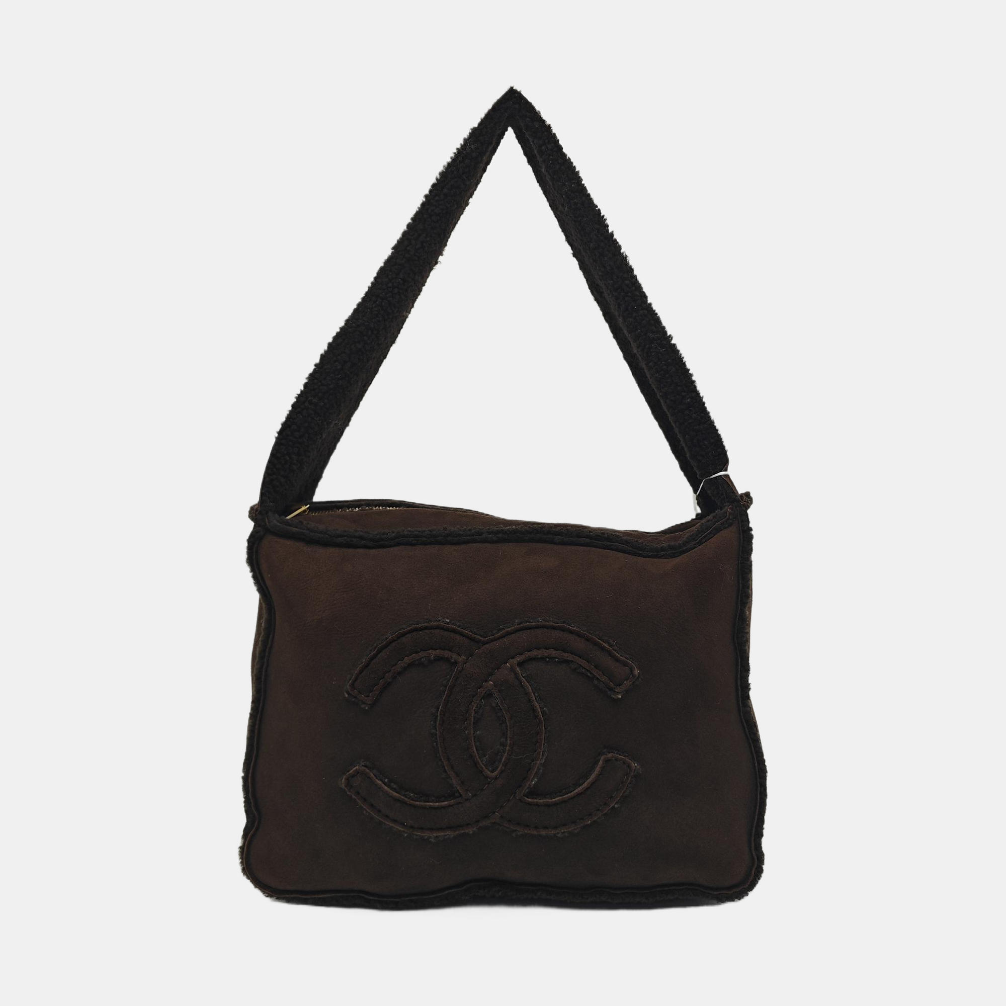 Fabric Top Handle Bag Brown