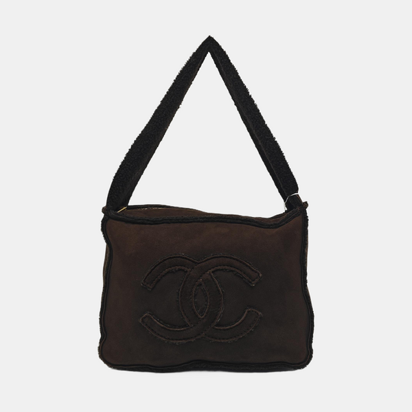Fabric Top Handle Bag Brown