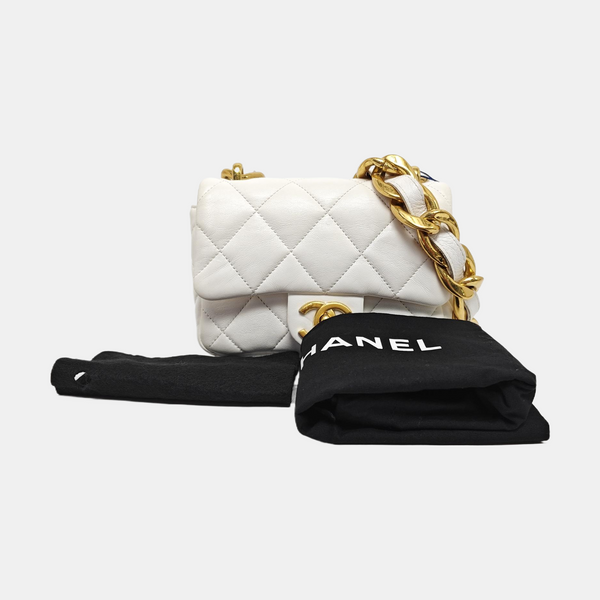 Quilted Lambskin Shoulder Bag Mini White