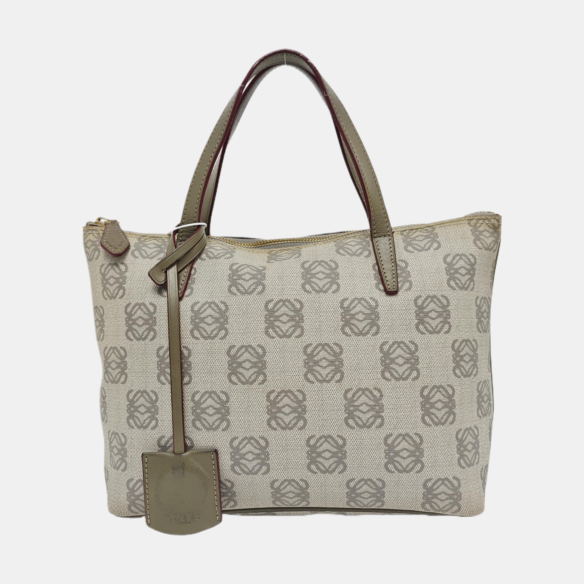 Coated Canvas Top Handle Bag Gray