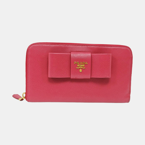 Fiocco Bow Saffiano Calfskin Red Wallet
