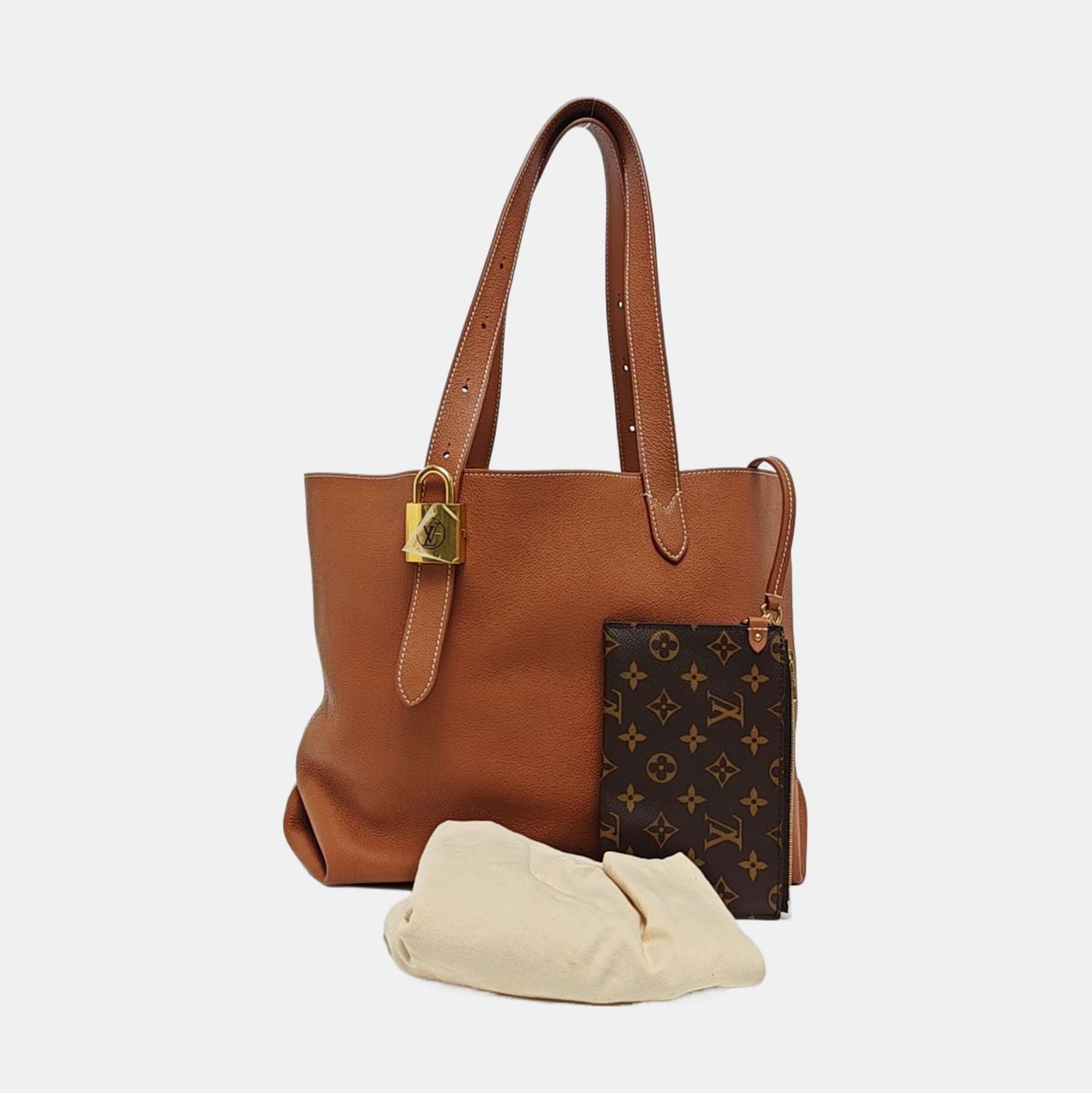 LOW KEY CABAS MM Monogram Calfskin Brown