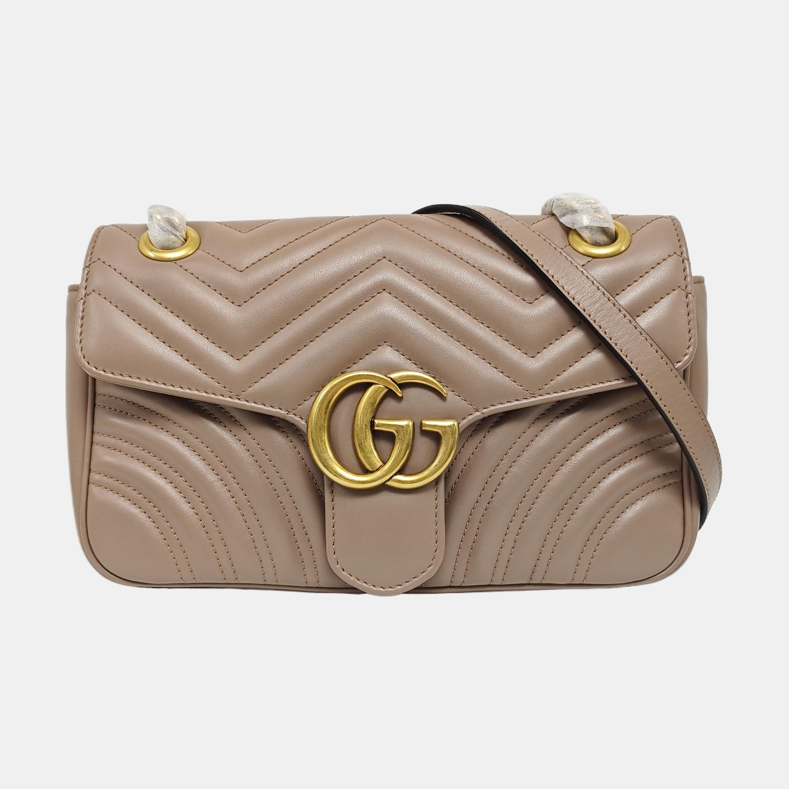 GG Marmont Medium Quilted Calfskin Gray