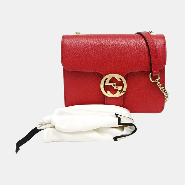 Interlocking G Small Calfskin Red