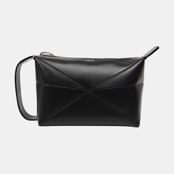 Puzzle Fold Small Quilted Calfskin Black