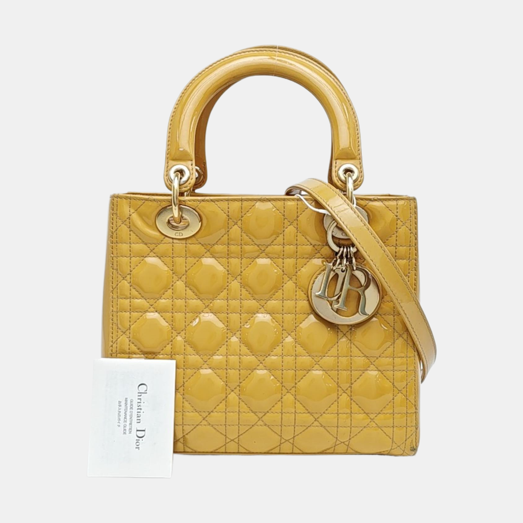 Lady Dior Medium Cannage Patent Leather Yellow