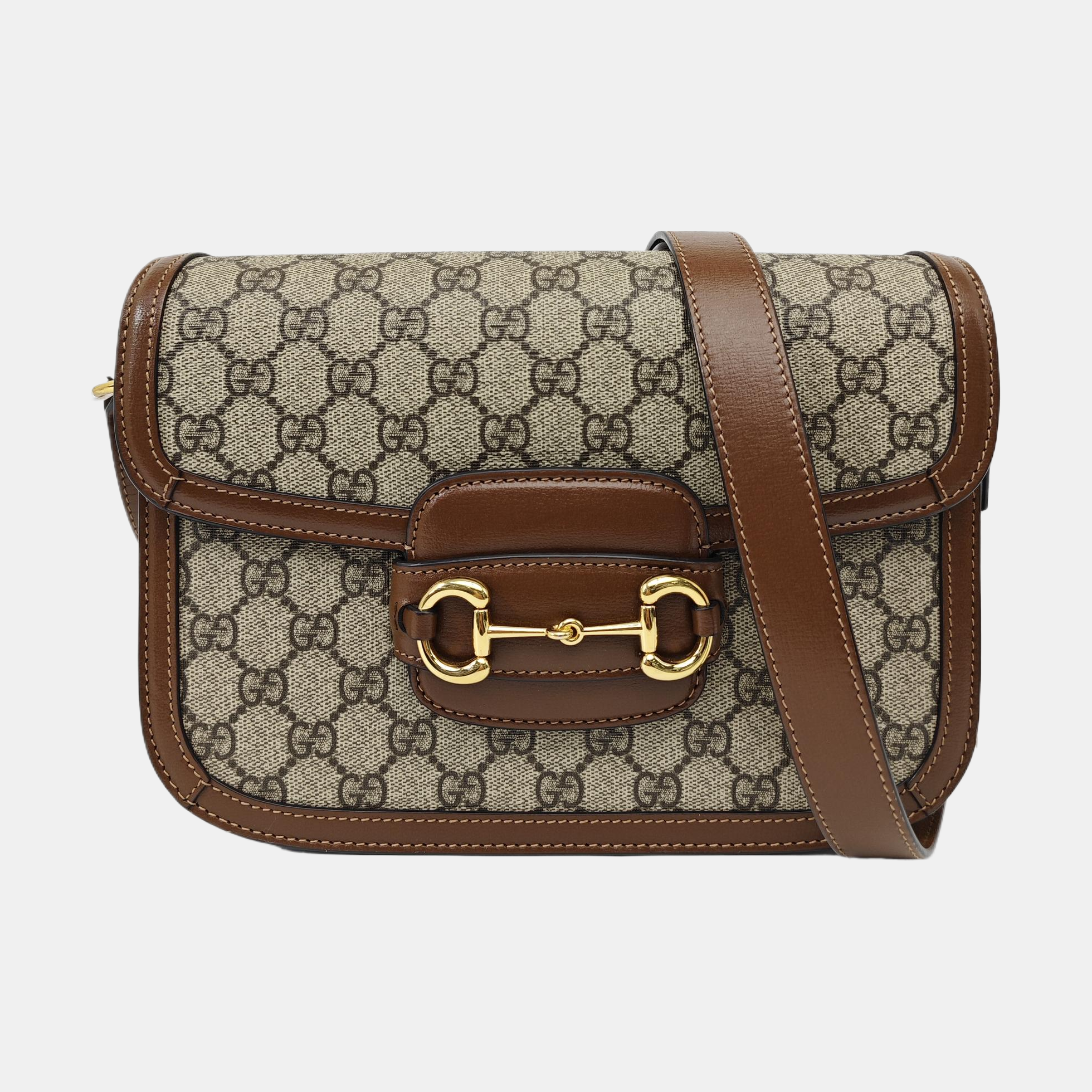Horsebit 1955 Medium Monogram Coated Canvas Beige