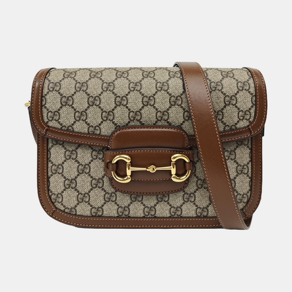 Horsebit 1955 Medium Monogram Coated Canvas Beige