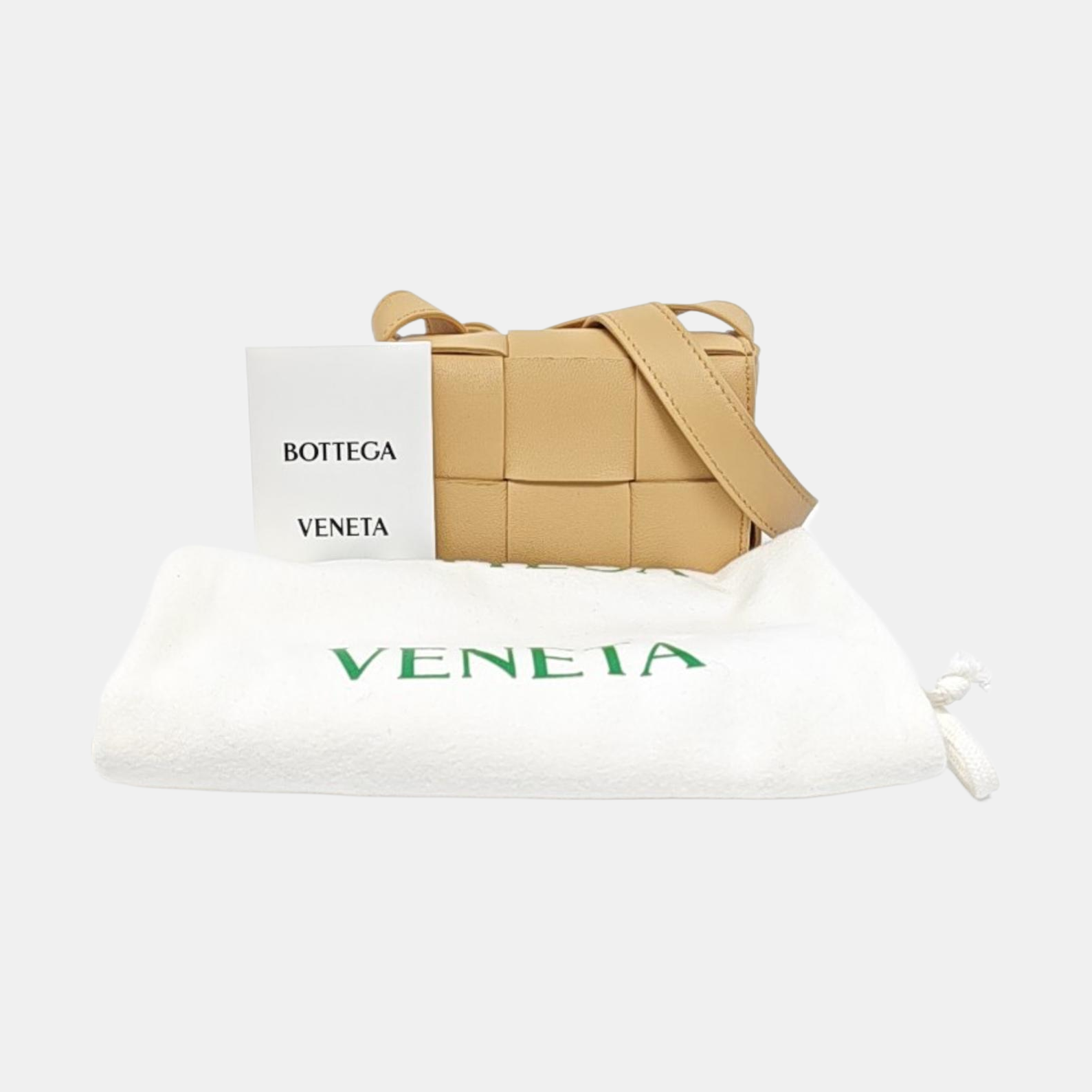 Cassette de piel de cordero mini beige