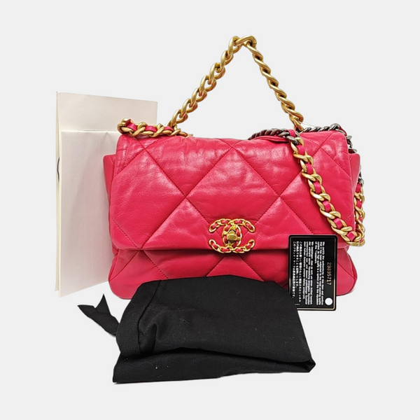 CHANEL 19 Large Quilted Lambskin Red
