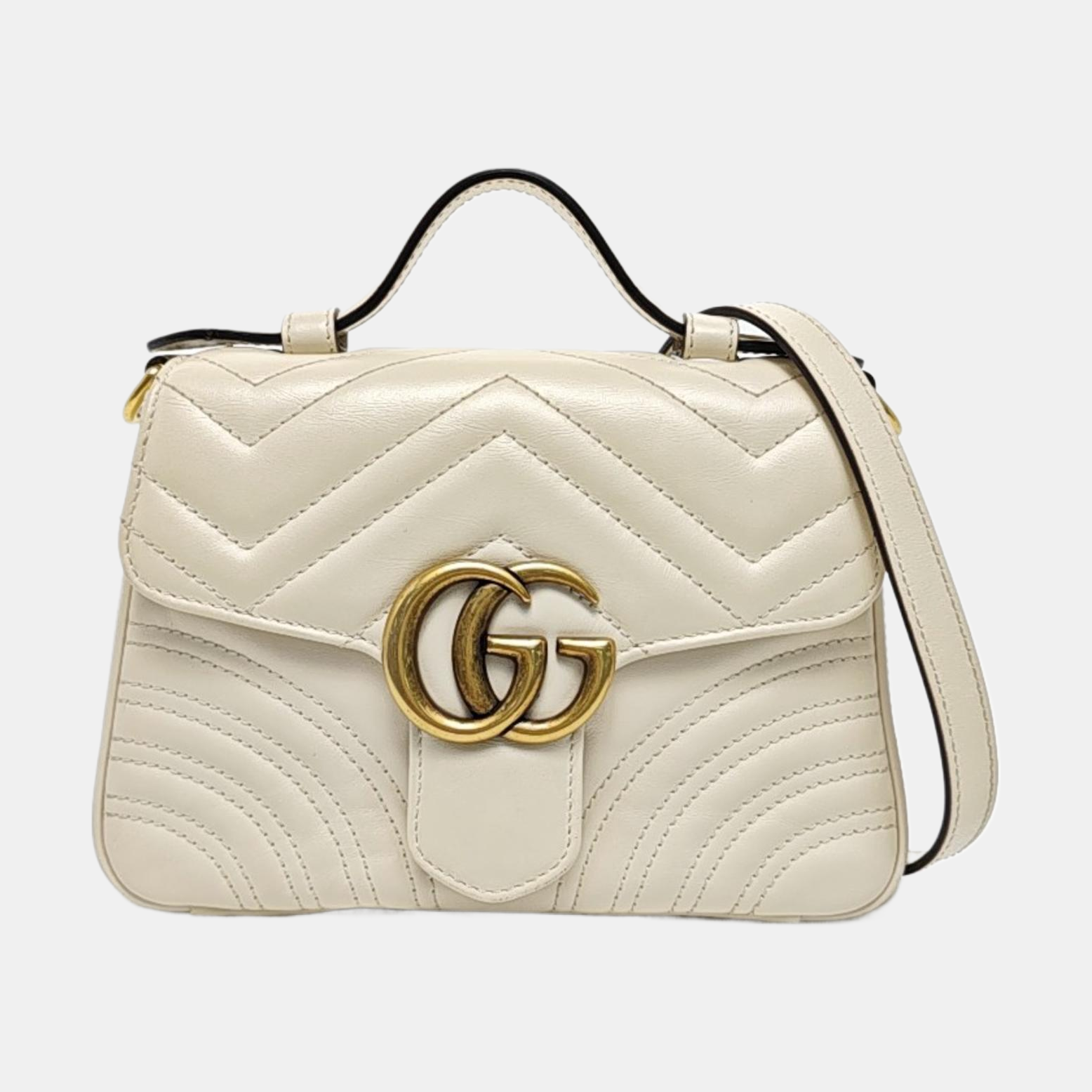GG Marmont Mini Quilted Calfskin White