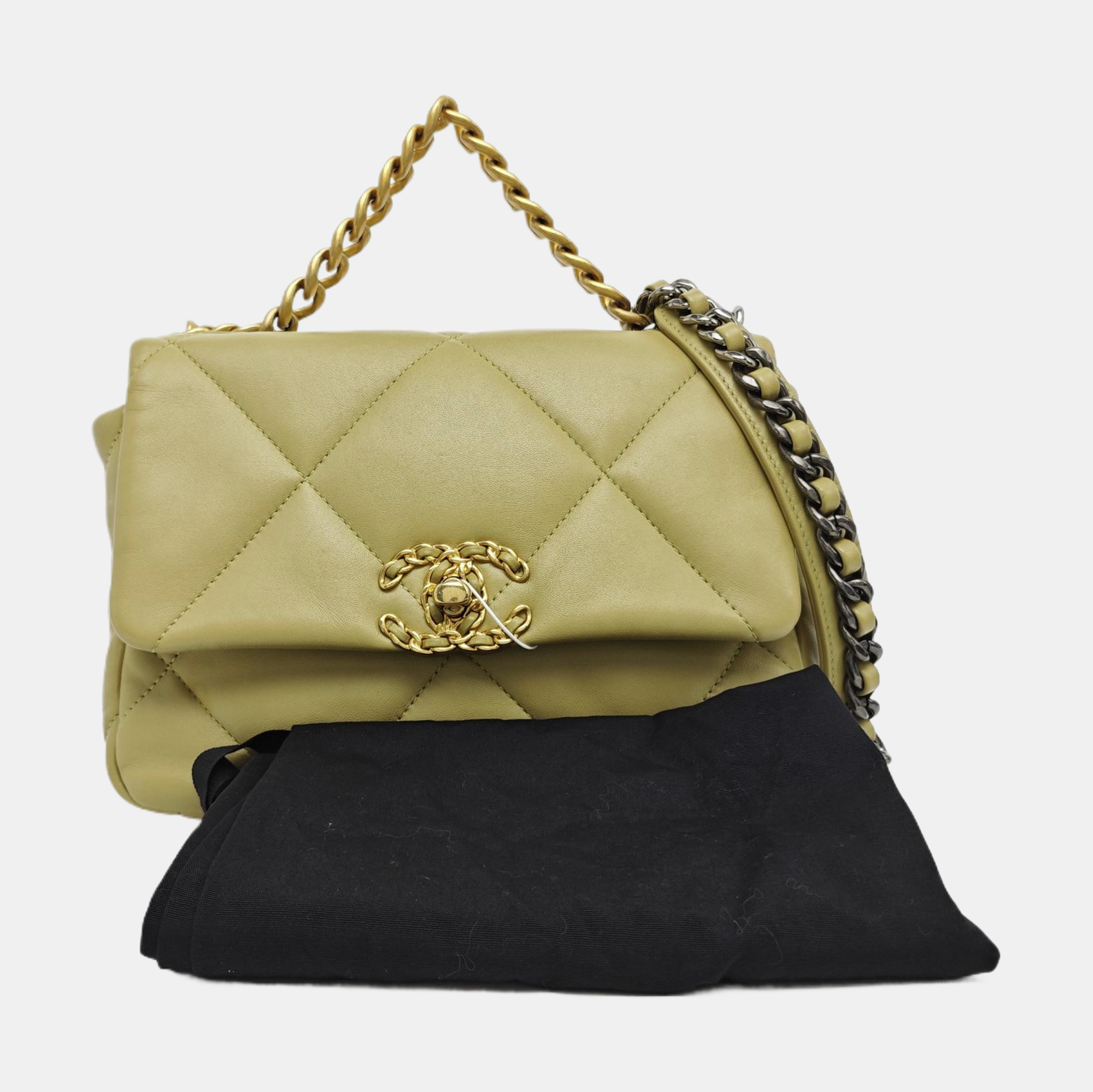 CHANEL 19 Small Quilted Lambskin Green
