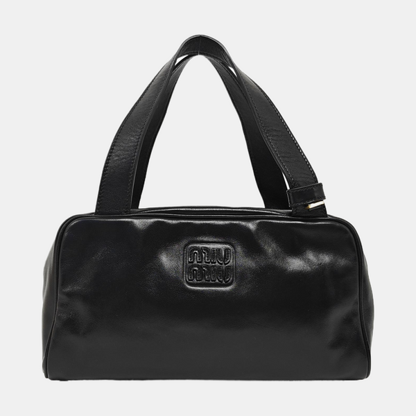Calfskin Top Handle Bag Black