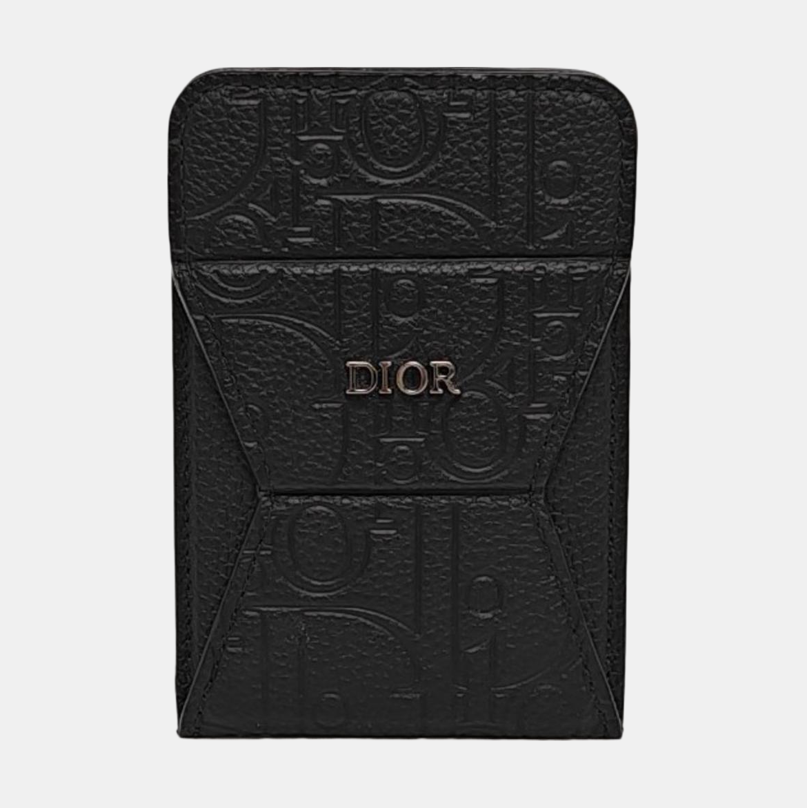 Oblique Calfskin Card Holder Black