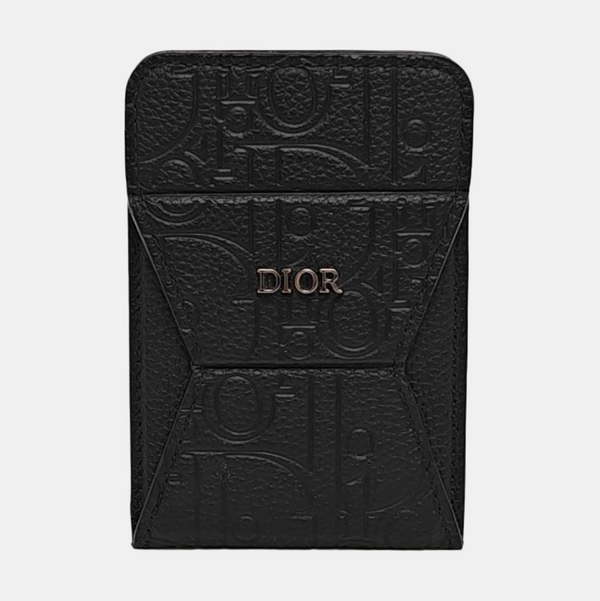 Oblique Calfskin Card Holder Black
