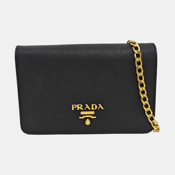 Saffiano Calfskin Shoulder Bag Black