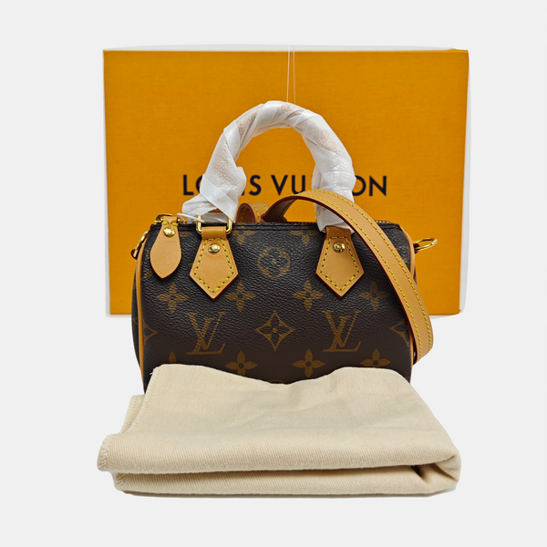 SPEEDY Nano Monogram Coated Canvas Brown