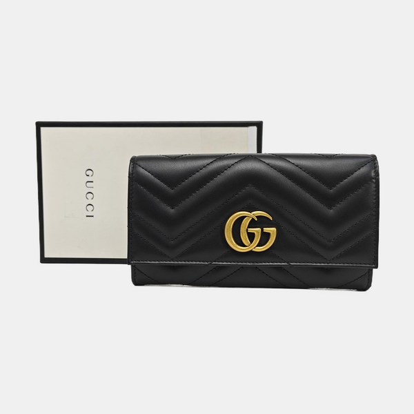 GG Marmont Super Mini Quilted Calfskin Black Wallet