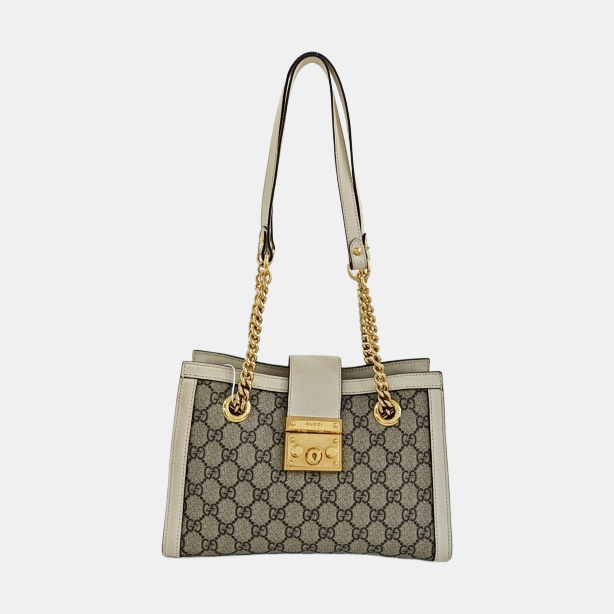 Padlock Small Monogram Coated Canvas Beige