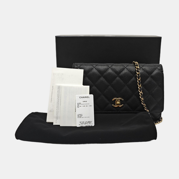TRENDY CC Quilted Grained Calfskin Black