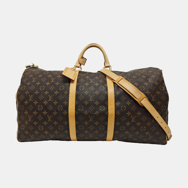 KEEPALL 60 Monogram Coated Canvas Brown