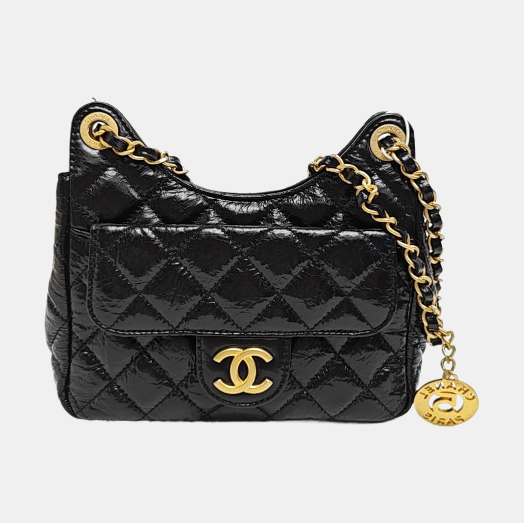 23C HOBO Small Quilted Calfskin Black