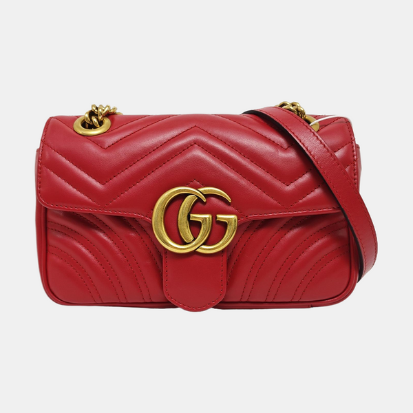 GG Marmont Small Quilted Calfskin Red