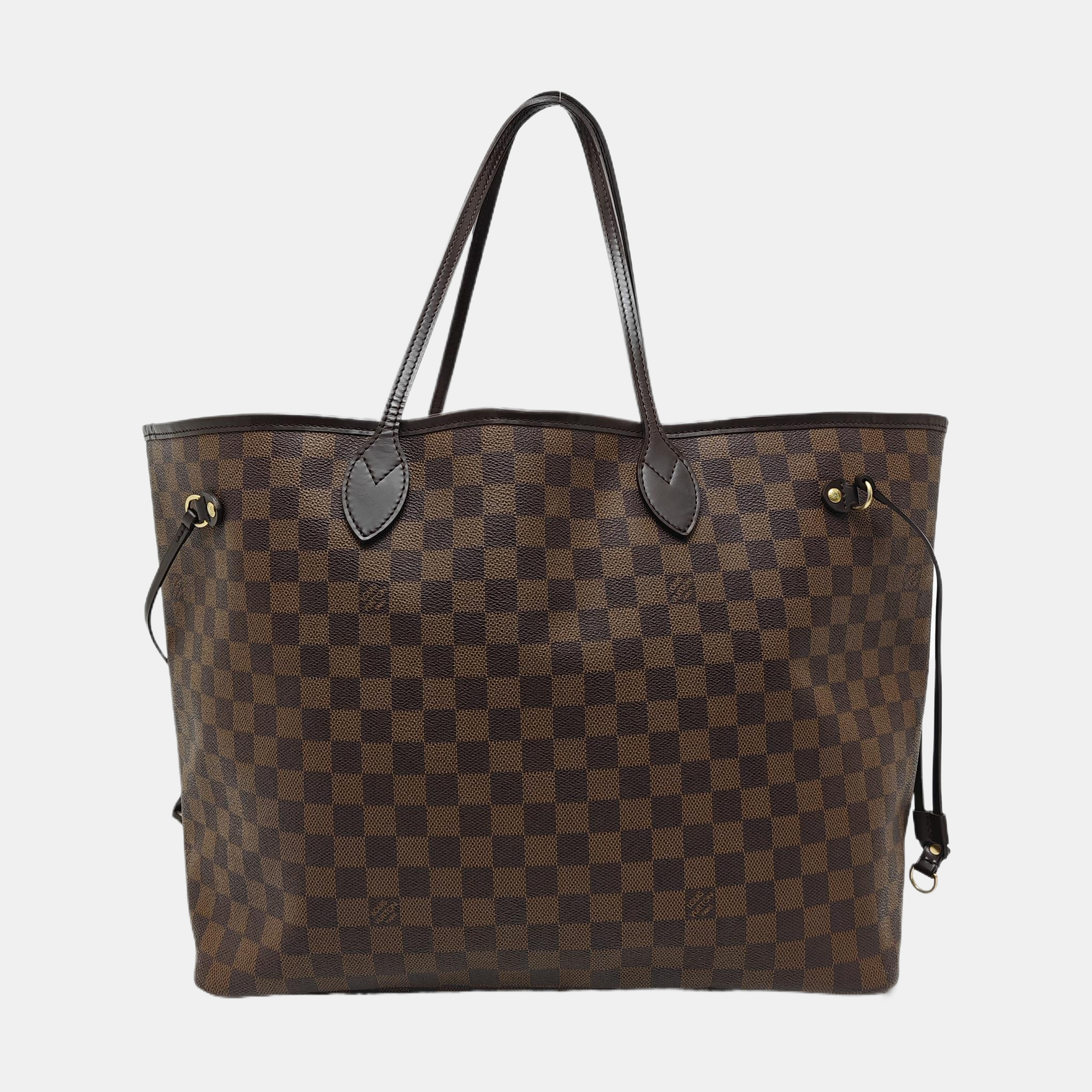 NEVERFULL GM Damier Ebene Coated Canvas Brown