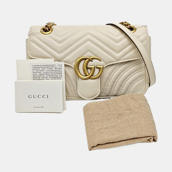 GG Marmont Medium Quilted Calfskin White