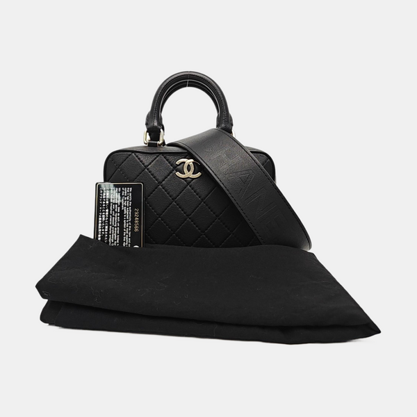 Quilted Calfskin Shoulder Bag Black