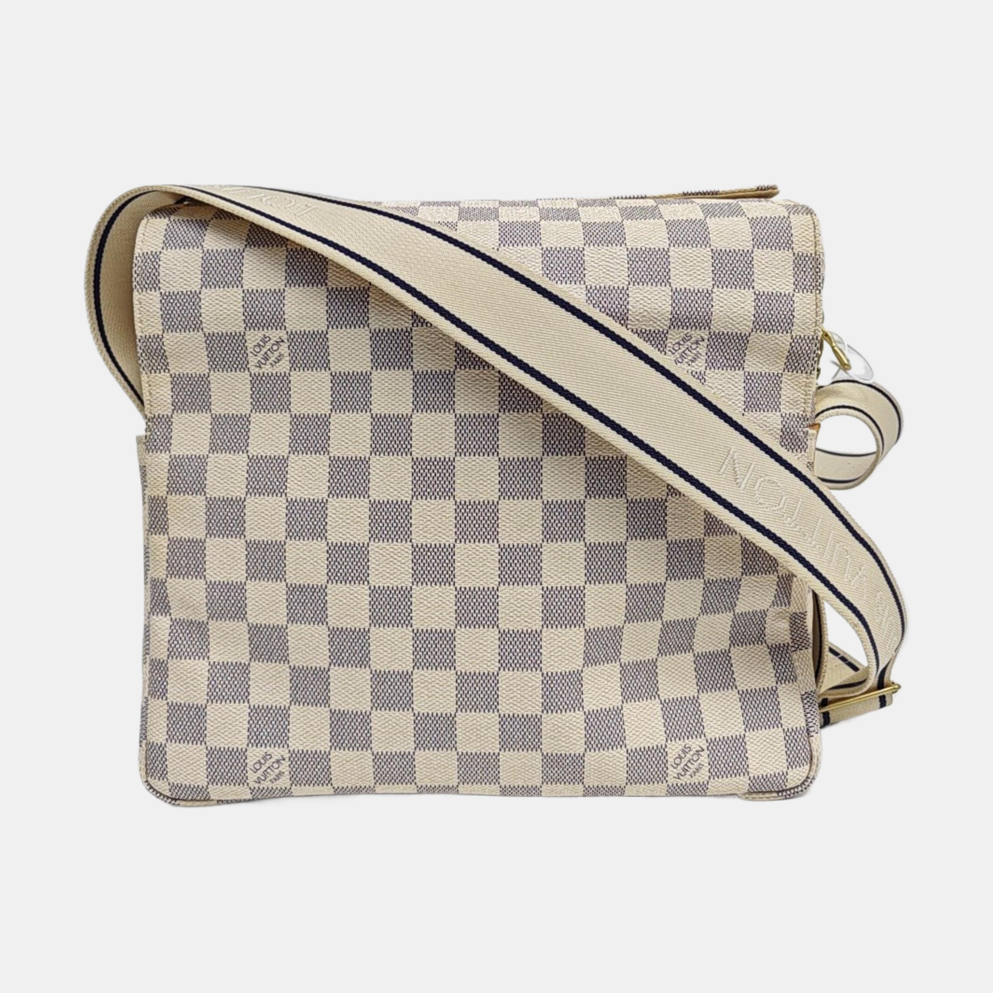 NAVIGLIO Damier Azur Coated Canvas White