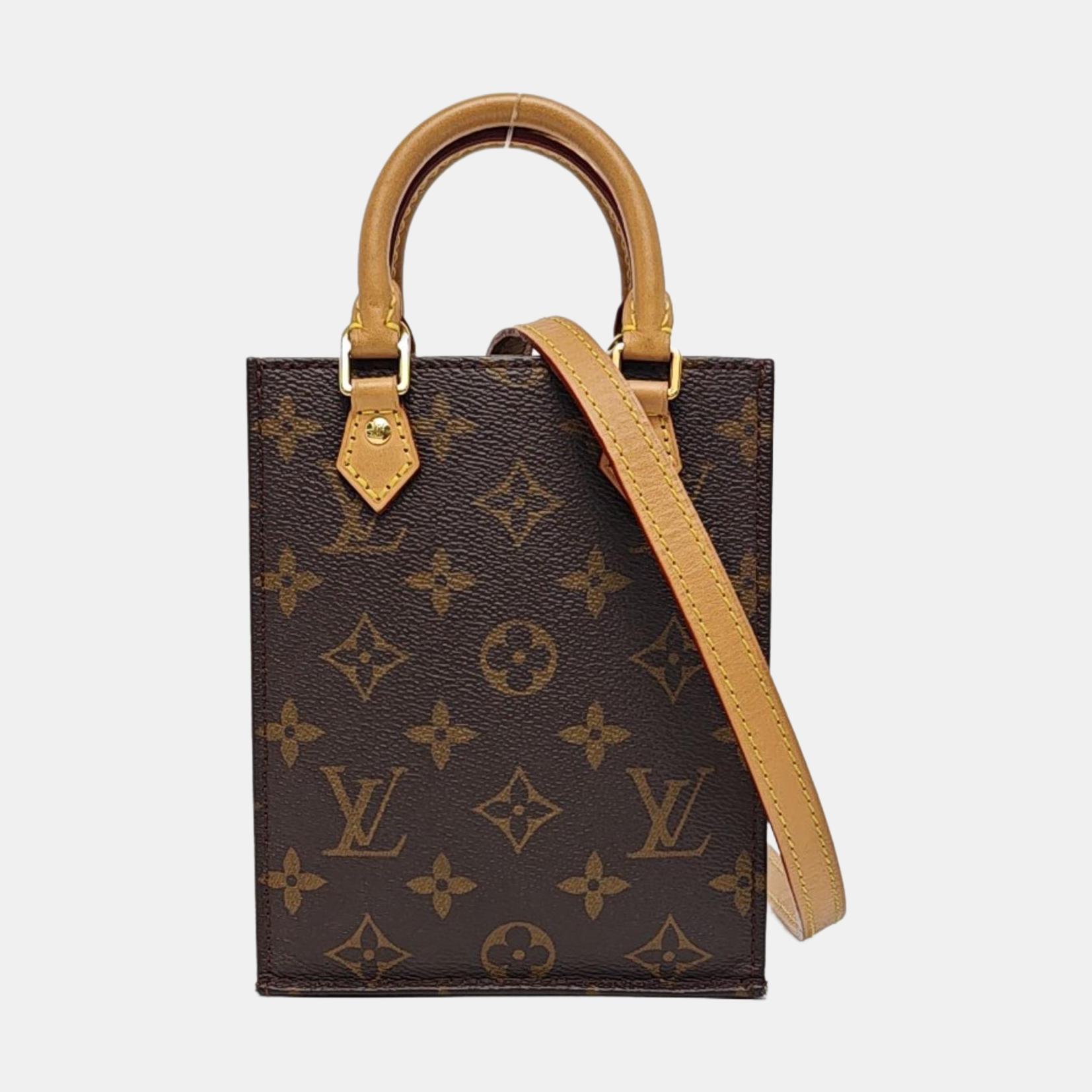 SAC PLAT Mini Monogram Coated Canvas Brown